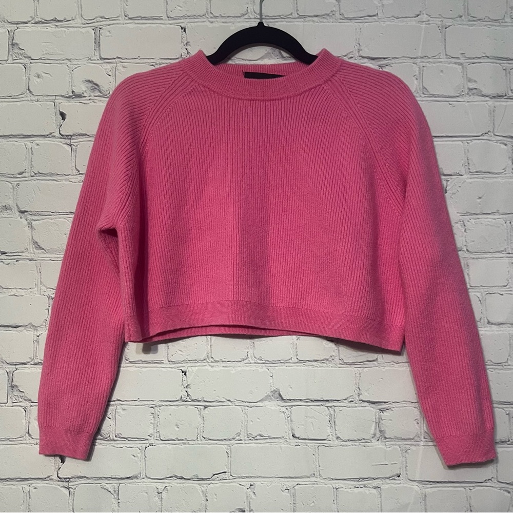 Mr. Mittens Wool Pink Ribbed Cropped Sweater Size M/L